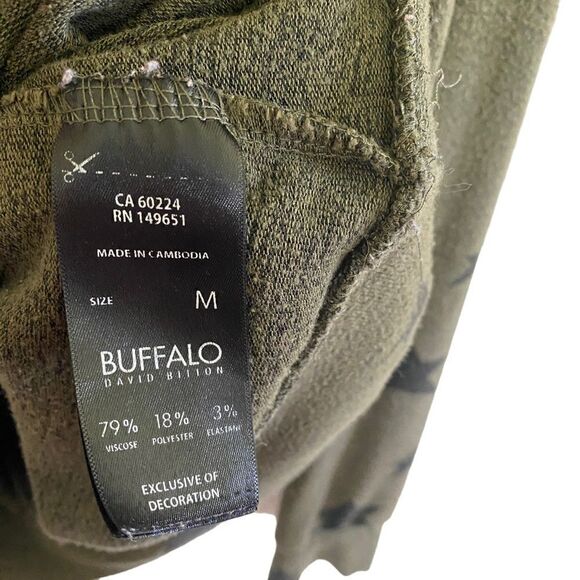 Buffalo David Bitton Green stars long sleeve crew green black pill look medium - Picture 4 of 7